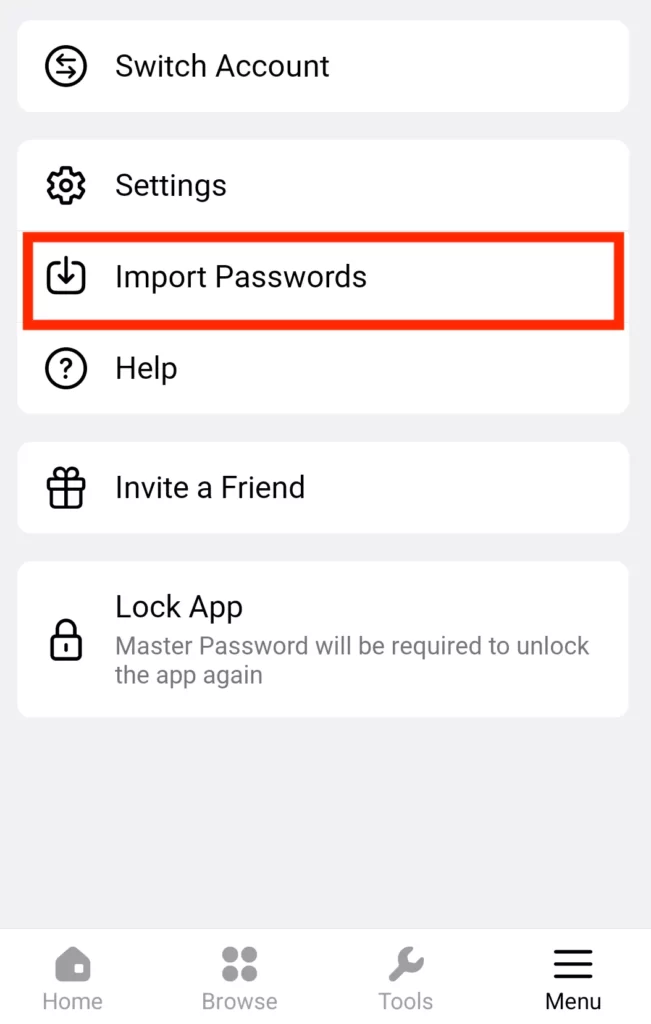 NordPass import passwords on mobile