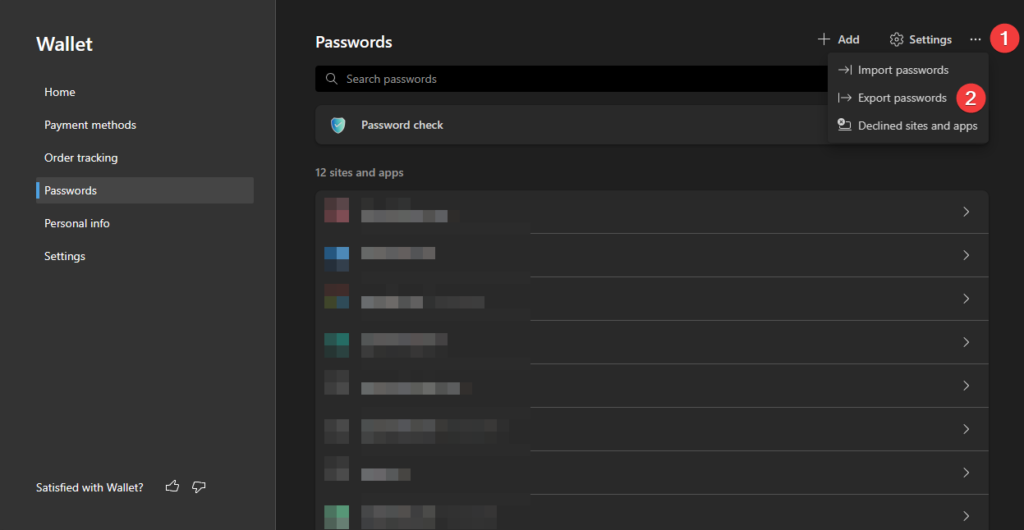 Export passwords from microsoft edge