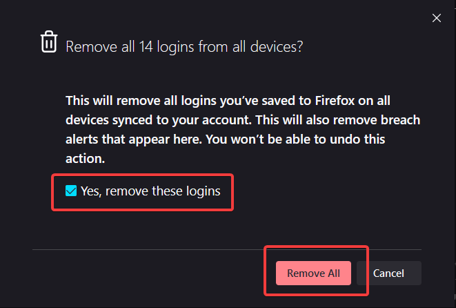 remove passwords from firefox